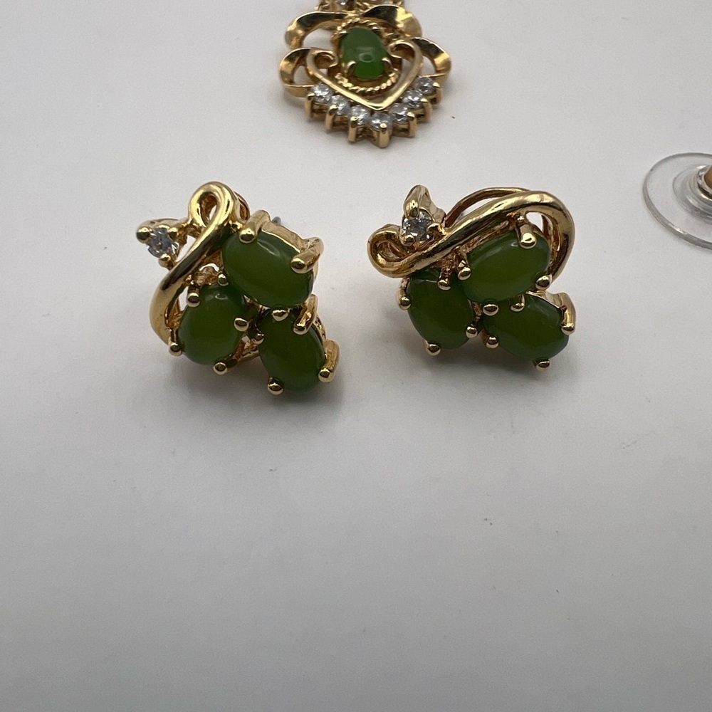 Joseph Cleary JC Green Chalcedony gemstones and CZ diamonds necklace and earring - Picture 2 of 15